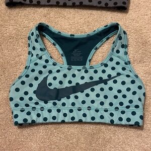 Nike Teal and Black Polka Dot Sports Bra